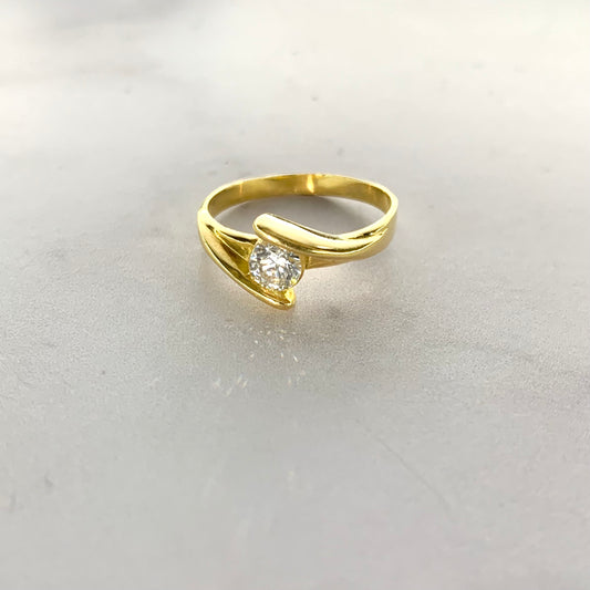 Anillo Solitario Circon Blanco 2.65Gr / T5 3/4 / 1Mm Oro Amarillo L720 18K