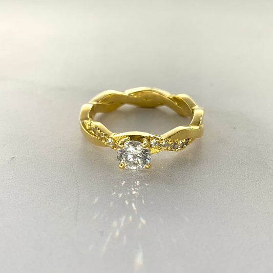 Anillo Solitario Entre Lazado Circones 4.44Gr / T6 1/2 / 3.6Mm Oro Amarillo L720 18K