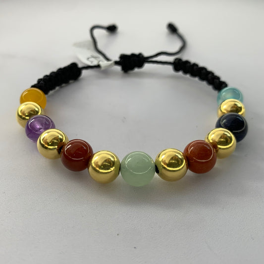 Pulsera Chakra Bola Lisa 8Mm 1.98Gr Oro Amarillo L720 18K