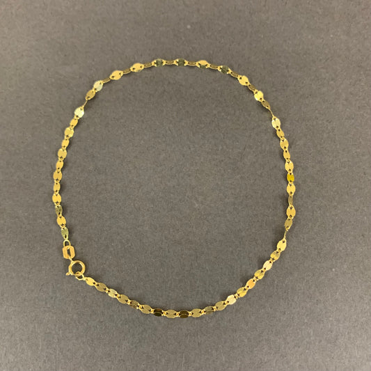 Tobillera Flor espejo 1.15gr / 25cm / 2.6mm Oro Amarillo L750 +3 18K