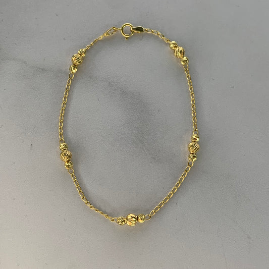 Pulso Balines Diamantados 2.18Gr / 18.5Cm / 4Mm Y 3Mm Oro Amarillo L720 18K