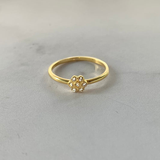 Anillo Flor Circon 1.24Gr / T5 1/2 / 1.5Mm Oro Amarillo L720 18K