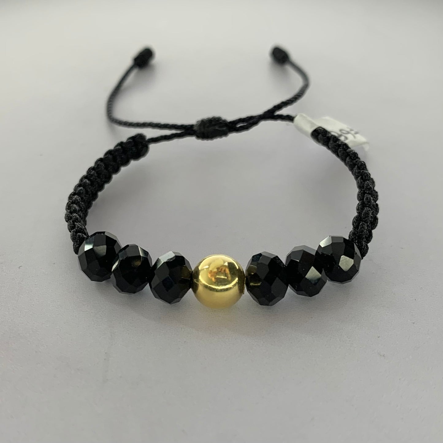 Pulsera Bola Lisa 8Mm Murano Negro 0.33Gr Oro Amarillo L720 18K