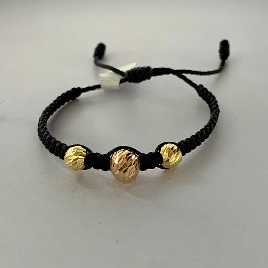 Pulsera Bolas Diamantadas 6Mm Y 8Mm 0.76Gr Oro Amarillo Y Rosa L720 18K