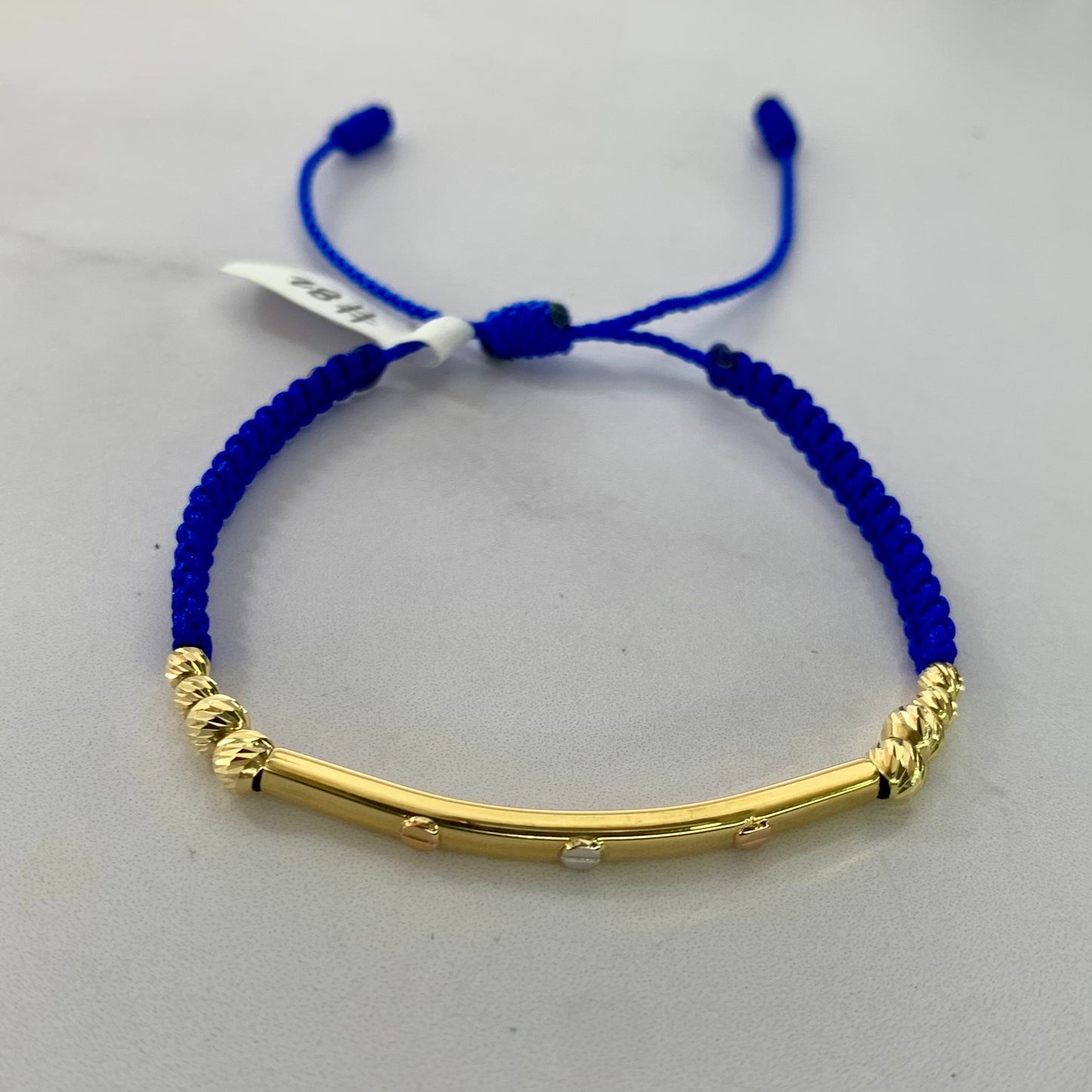 Pulsera Herraje Tubo Ct Azul / 1.11Gr Oro Amarillo L720 18K