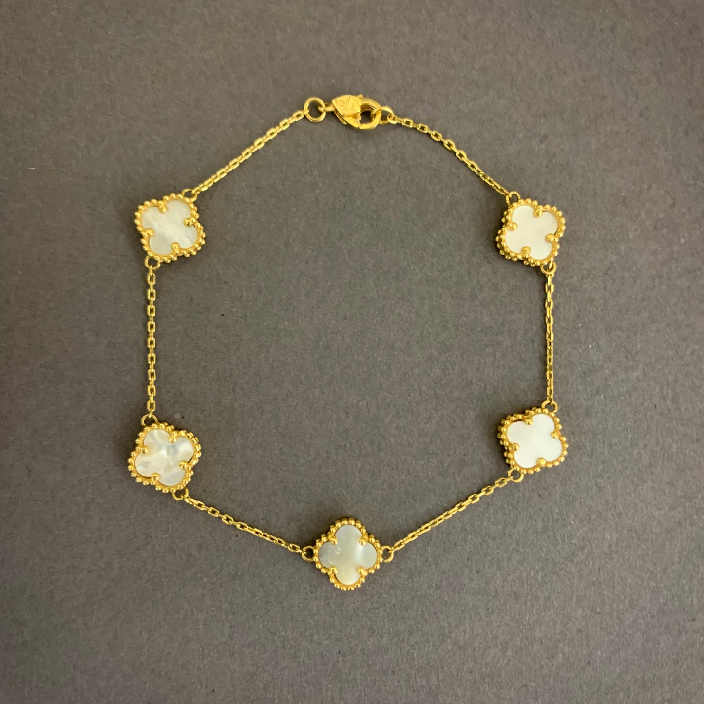 Pulso Trebol Blanco 5.15gr / 19cm / 0.8mm Oro Amarillo Nac.Esp. 18K