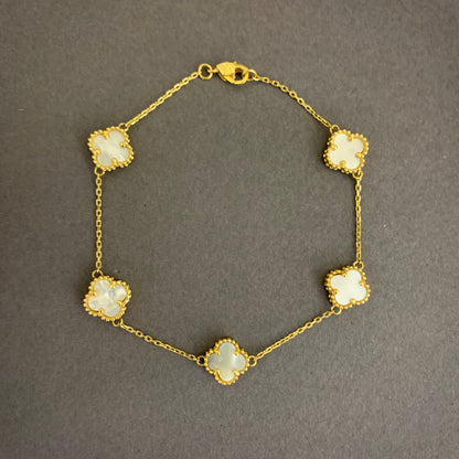 Pulso Trebol Blanco 5.15gr / 19cm / 0.8mm Oro Amarillo Nac.Esp. 18K