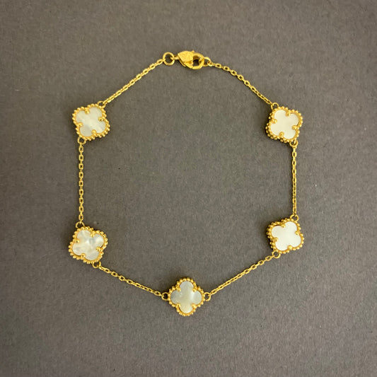 Pulso Trebol Blanco 5.15gr / 19cm / 0.8mm Oro Amarillo Nac.Esp. 18K