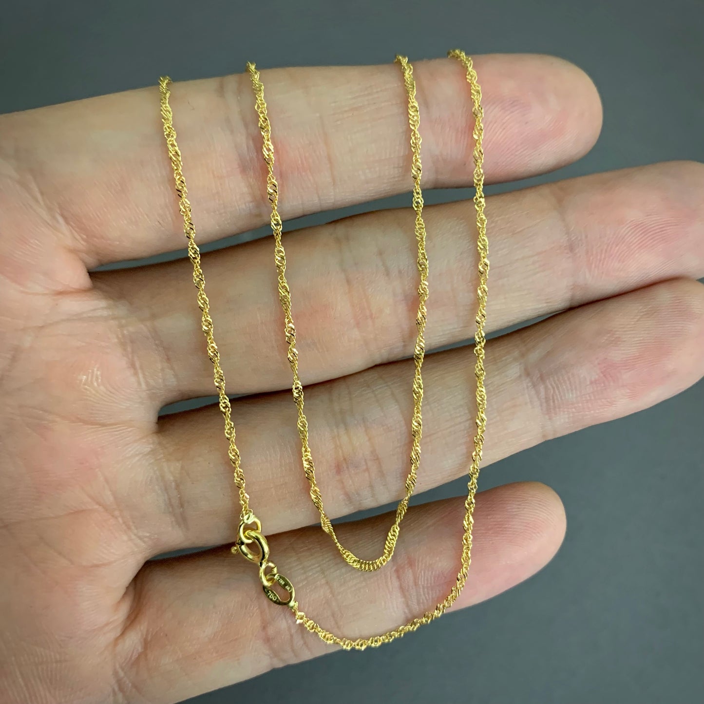 Cadena Singapur 1.57gr / 45cm / 1.3mm Oro Amarillo L750 +2 18K