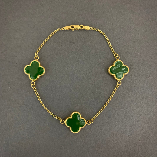 Pulso Trebol Verde 3.91gr / 18cm / 1.5mm Oro Amarillo L720 18K