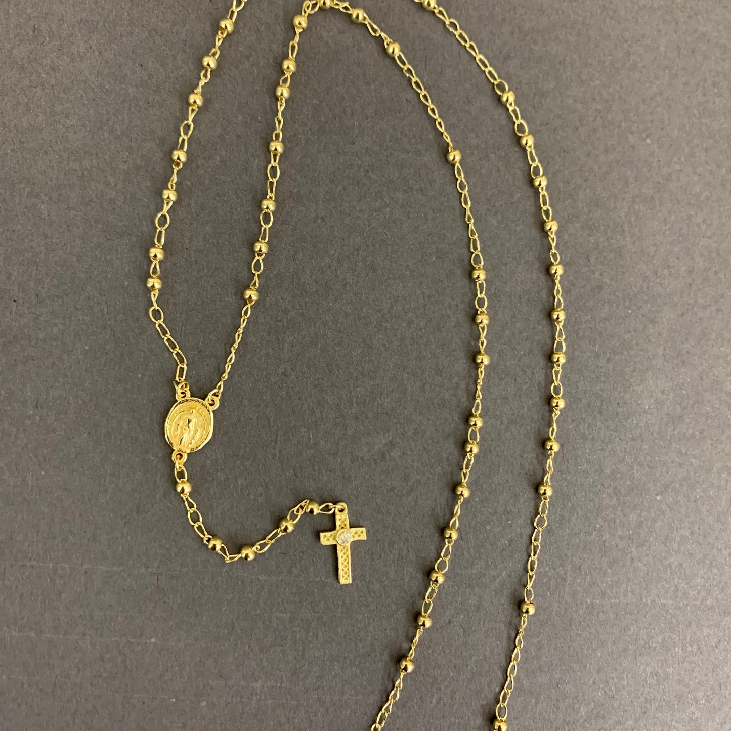 Rosario Virgen Milagrosa 3.9gr / 50cm / Bola 2mm Oro Amarillo L720 18K