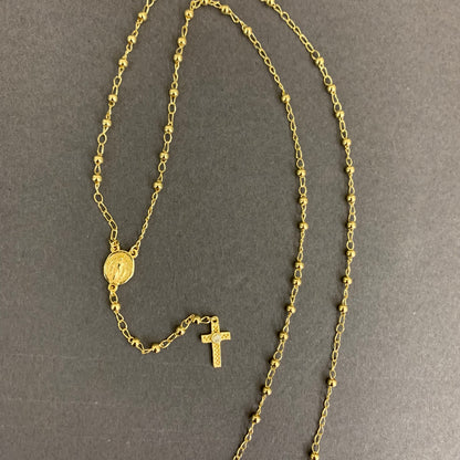 Rosario Virgen Milagrosa 3.9gr / 50cm / Bola 2mm Oro Amarillo L720 18K