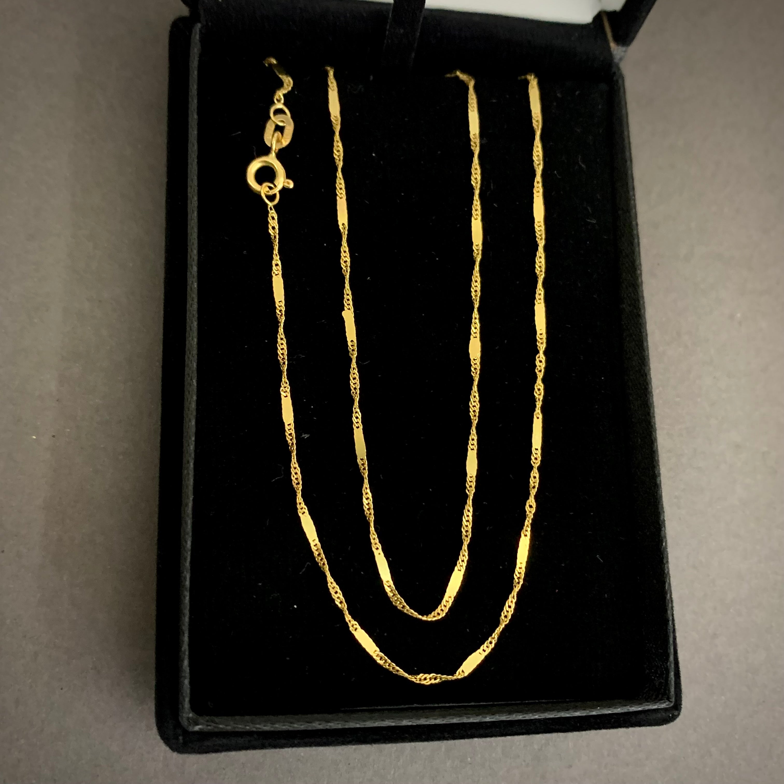Cadena Singapur Especial 1.4gr / 45cm / 1.34mm Oro Amarillo L750 +3 18K