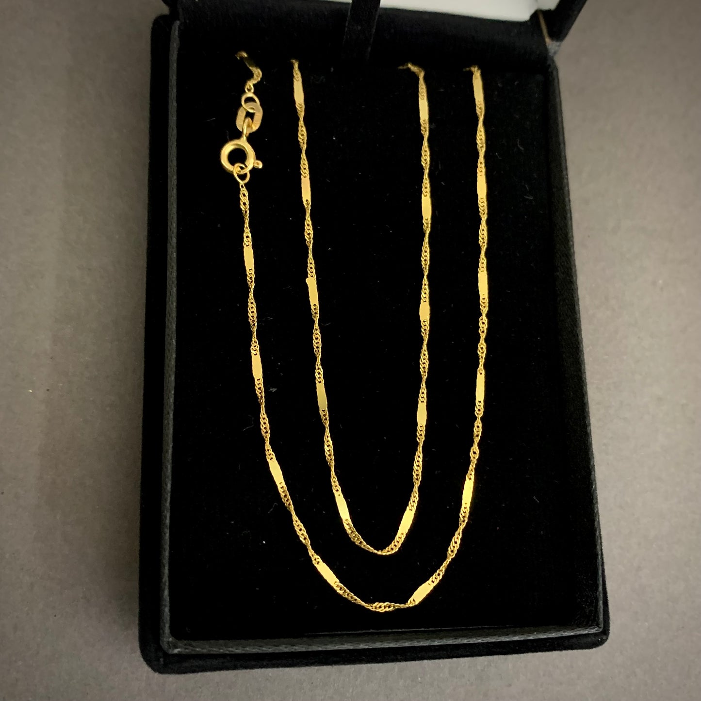 Cadena Singapur Especial 1.4gr / 45cm / 1.34mm Oro Amarillo L750 +3 18K