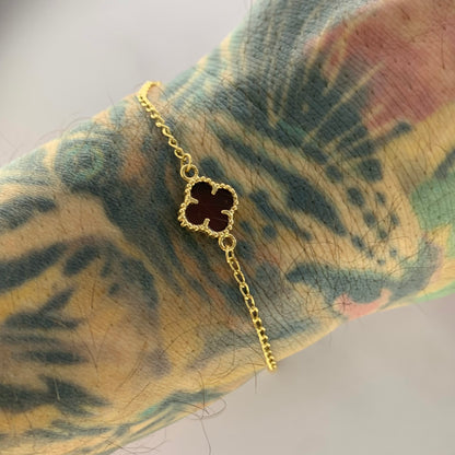 Pulso Trebol Rojo 2.6Gr / 19Cm / 1.5Mm Oro Amarillo L720 18K