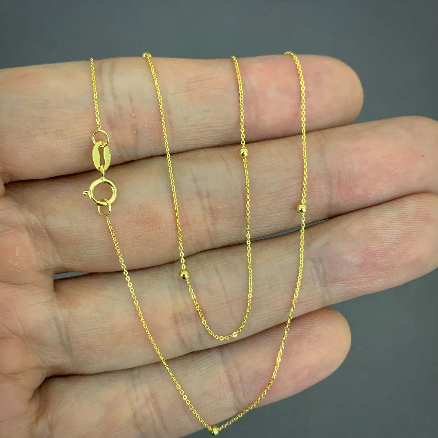 Cadena Aro Seguido Balines 1.3gr / 50cm / 2mm Oro Amarillo L750 +3 18K