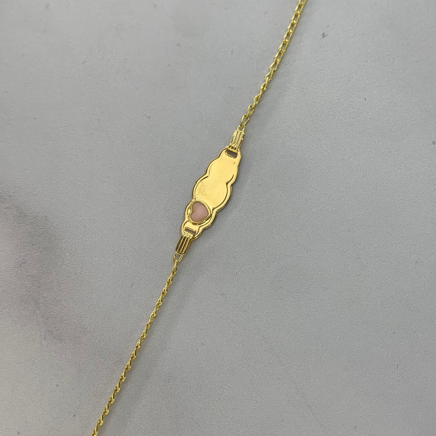 Pulso Bebé Placa Nube 1.67Gr / 14Cm / 1.6Mm Corazón Palo E Rosa Oro Amarillo L720 18K