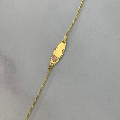 Pulso Bebé Placa Nube 1.67Gr / 14Cm / 1.6Mm Corazón Palo E Rosa Oro Amarillo L720 18K
