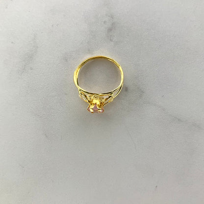 Anillo Solitario Circon Rosa 1.27Gr / T5 1/2 / 8.5Mm Oro Amarillo L720 18K