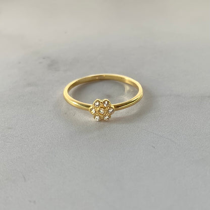 Anillo Flor Circon 1.24Gr / T5 1/2 / 1.5Mm Oro Amarillo L720 18K