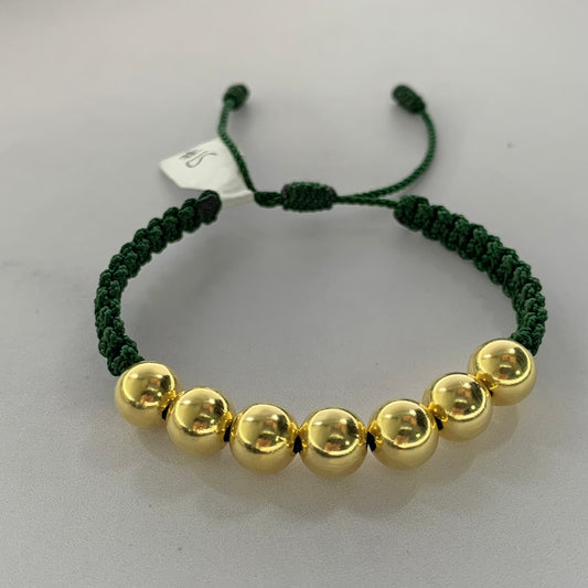 Pulsera Bolas Lisas 8Mm Verde / 2.2Gr Oro Amarillo L720 18K
