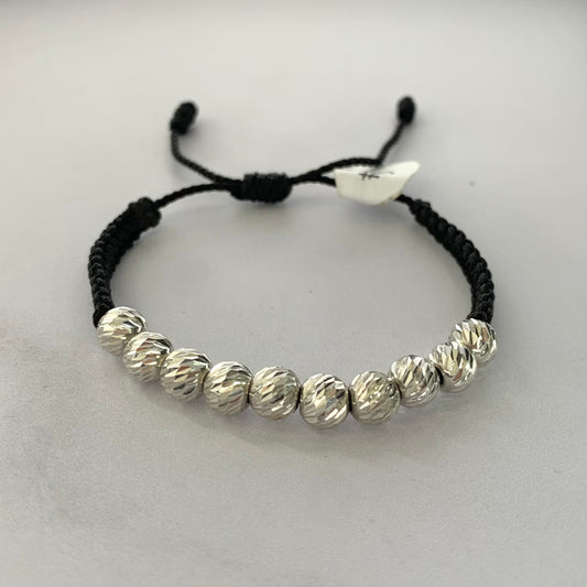 Pulsera Bolas Diamantadas 6Mm 3Gr Oro Blanco L720 18K
